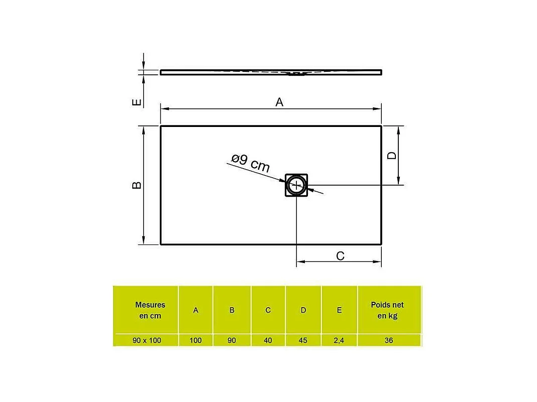 STRATO - RECEVEUR DE DOUCHE - Receveurs de douche - Blanc - 100x90x2CM
