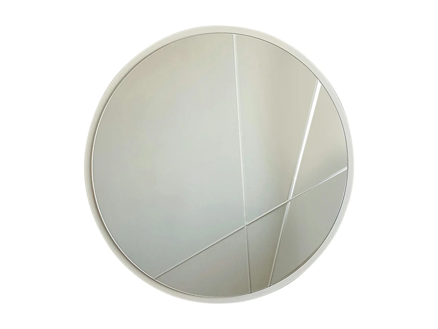 Miroir d'entrée blanc Ø60 cm avec lignes graphiques CODY