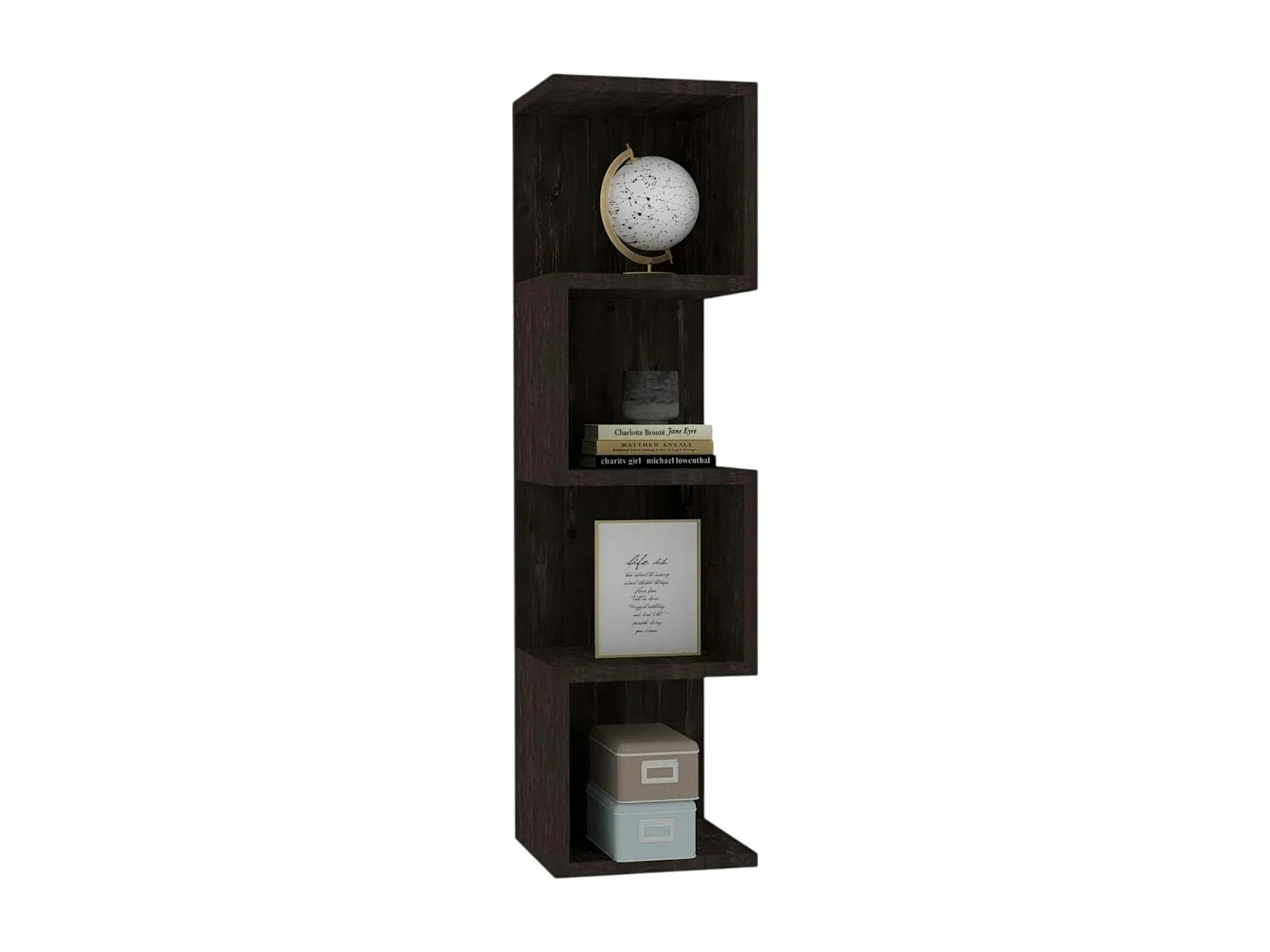 Étagère colonne design effet bois gris - niches zigzag MARFA