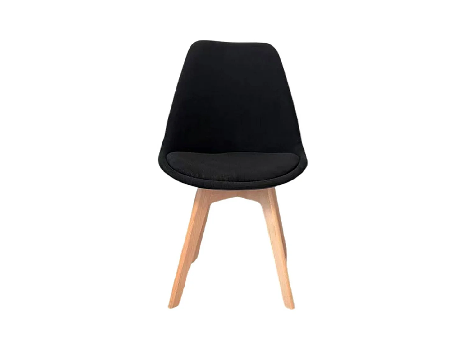 Lot de 4 chaises scandinaves revêtement velours côtelé noir. pieds bois de hêtre - Nils