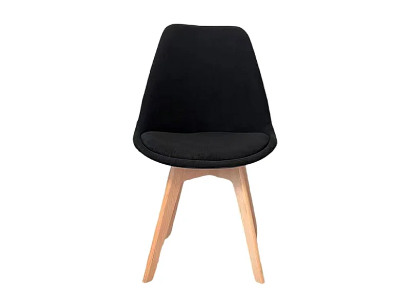 Set di 4 sedie scandinave in legno di faggio e velluto a coste , nero