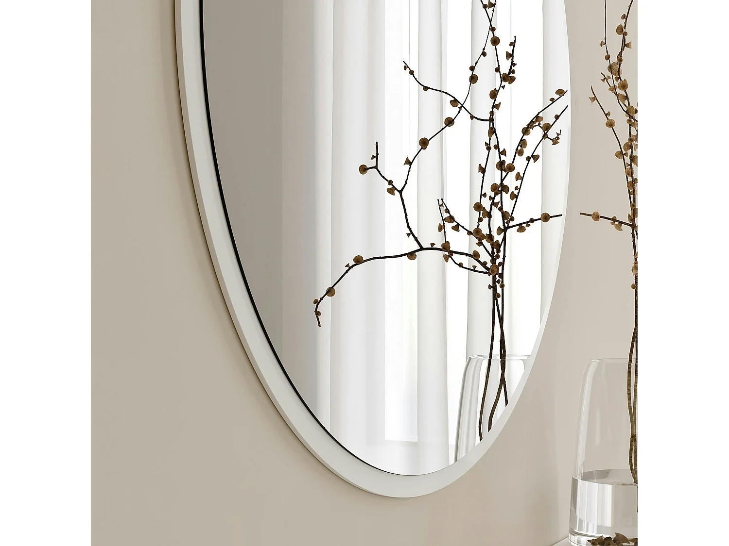 Miroir rond blanc Ø60 cm - entrée, salon CODY