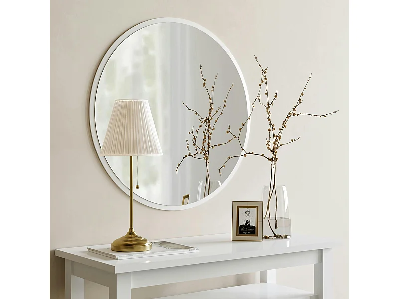 Miroir rond blanc Ø60 cm - entrée, salon CODY