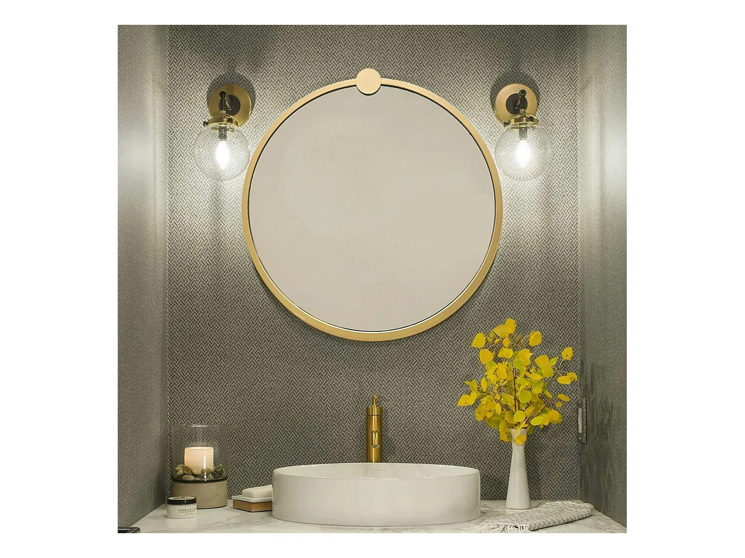 Miroir de salle de bains doré Ø60 cm - style moderne CODY