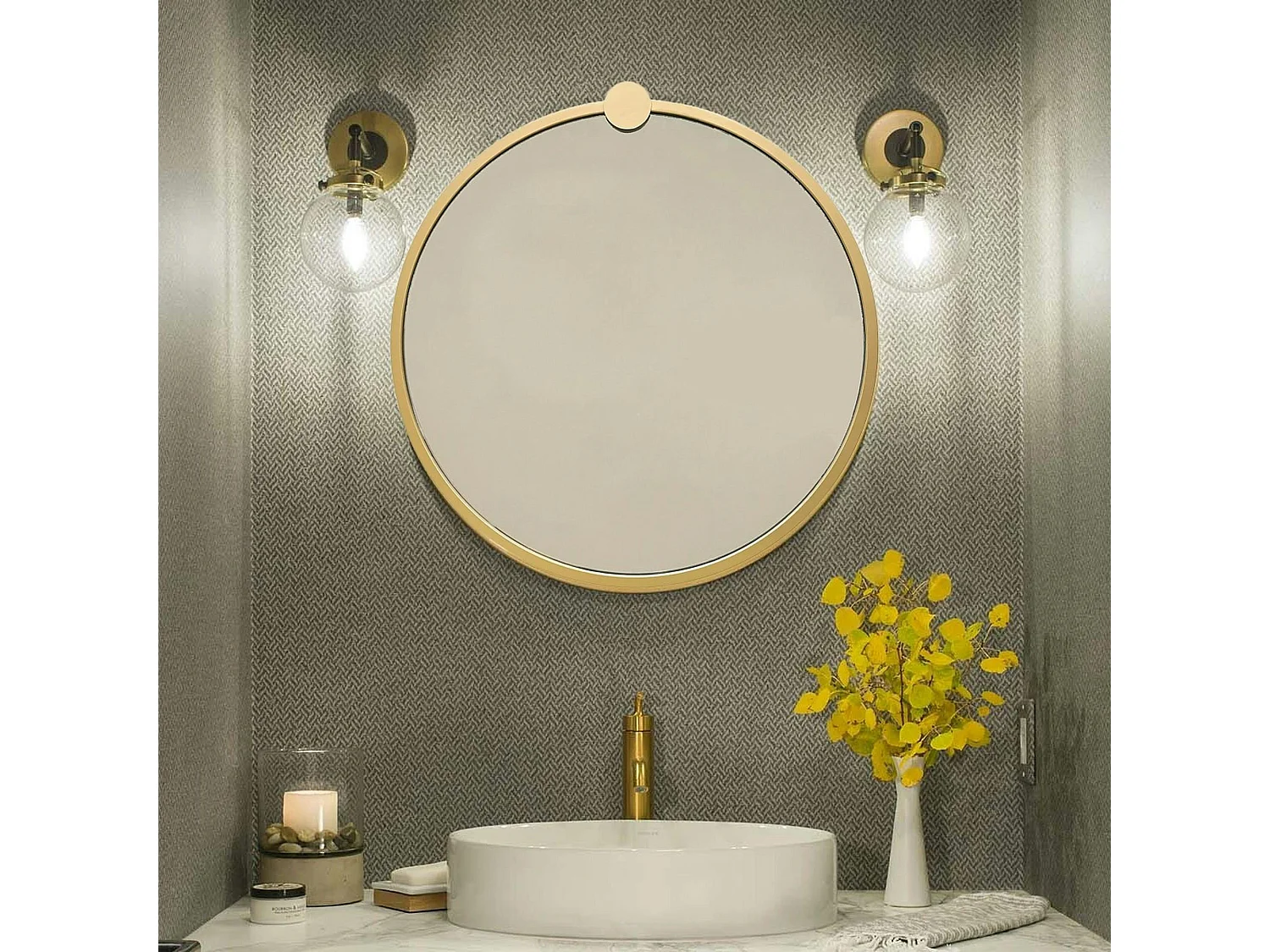 Miroir de salle de bains doré Ø60 cm - style moderne CODY