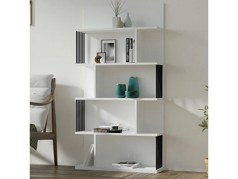 Bibliothèque design blanche niches asymétriques UMEA