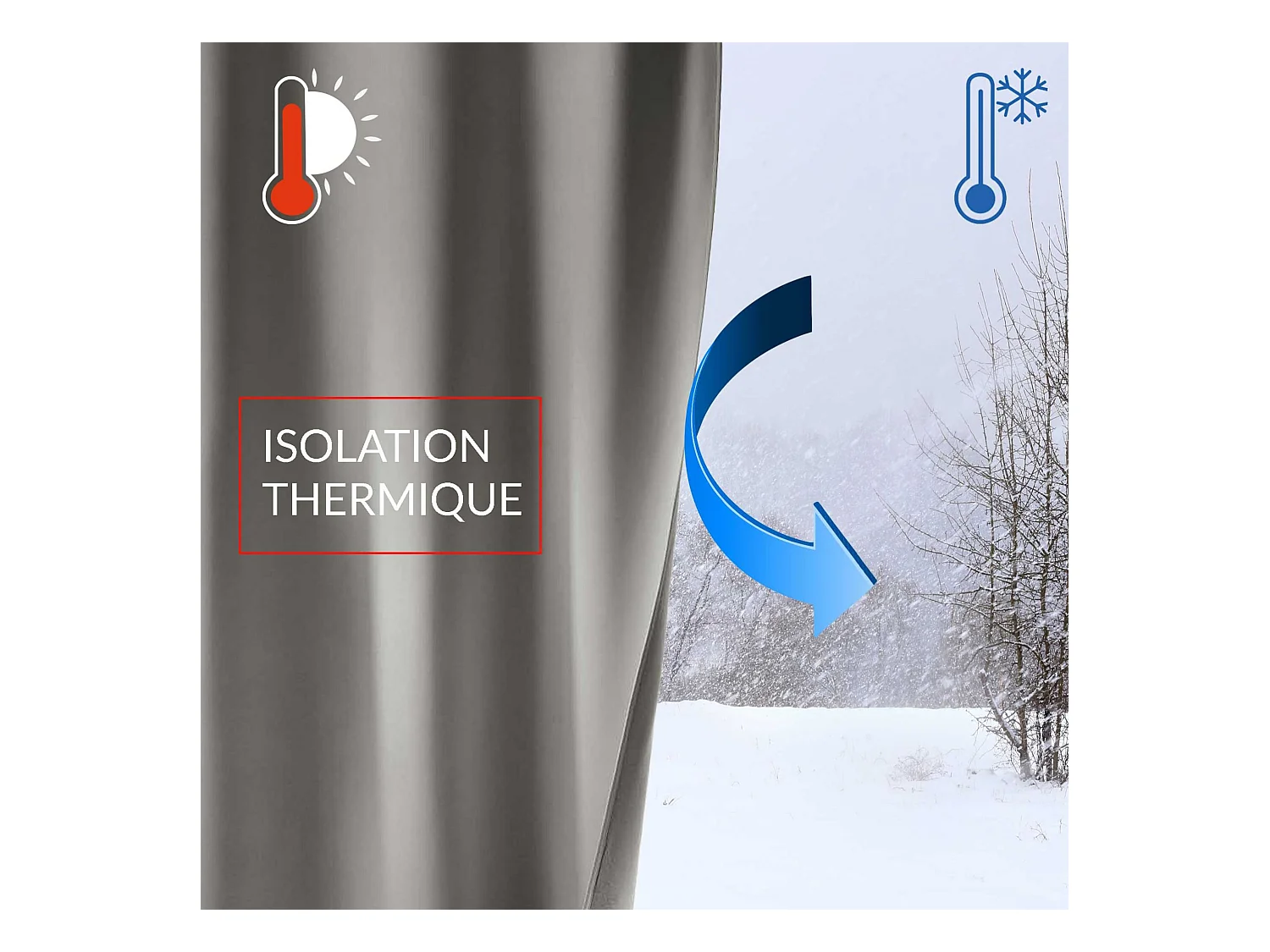 Rideau thermique velours 140x260 anthracite Madison