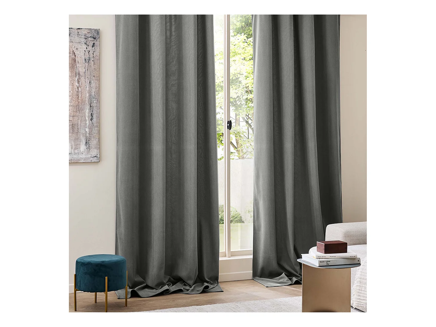 Rideau thermique velours 140x260 anthracite Madison