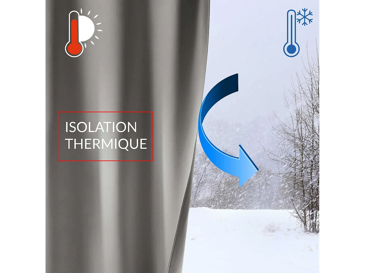 Rideau thermique velours 140x260 anthracite Madison