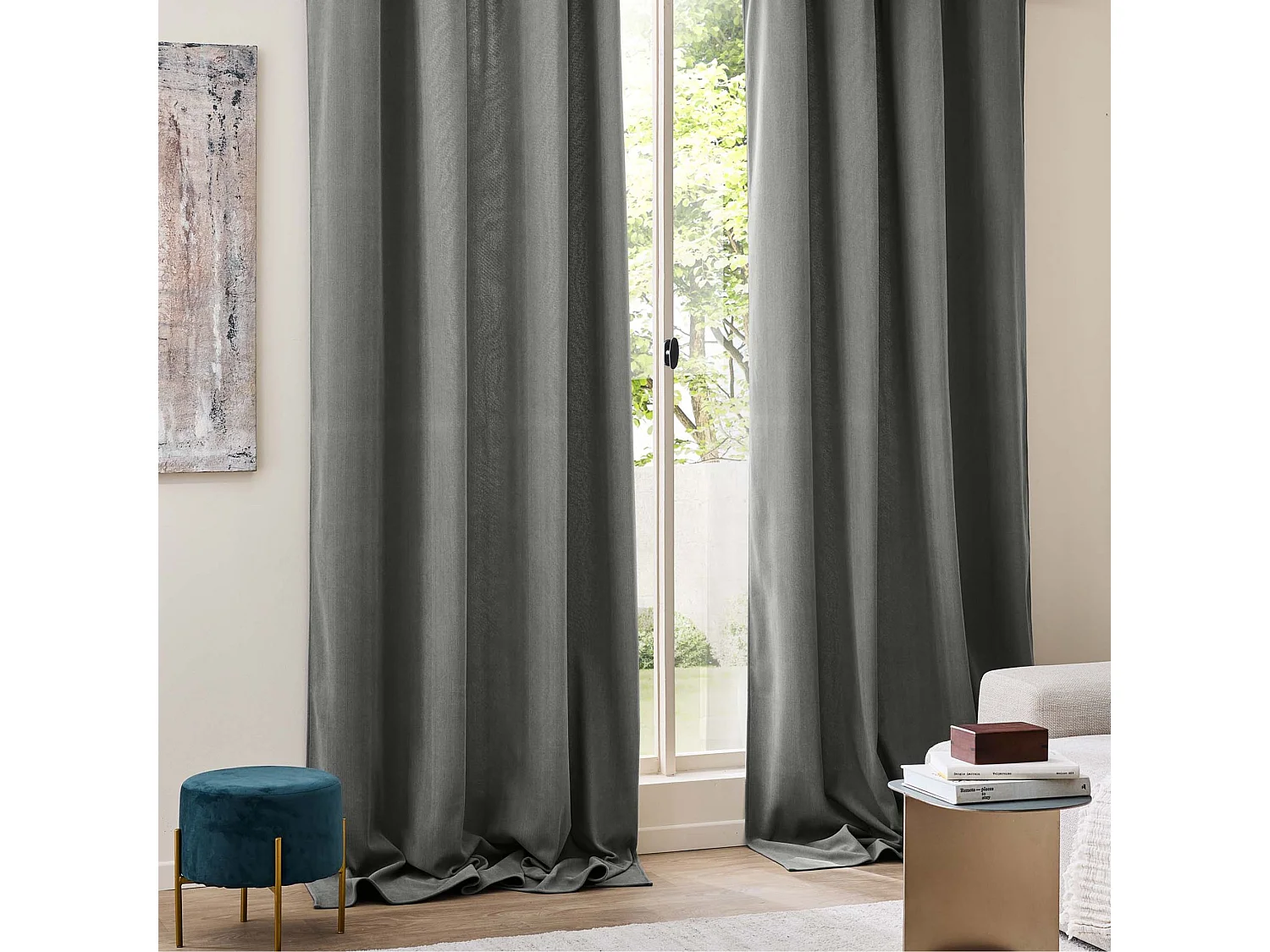 Rideau thermique velours 140x260 anthracite Madison