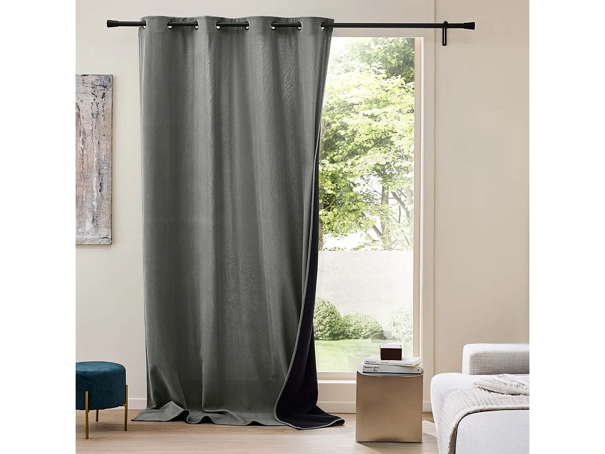 Rideau Isolant en Velours Côtelé "Madison" 140x260cm Anthracite