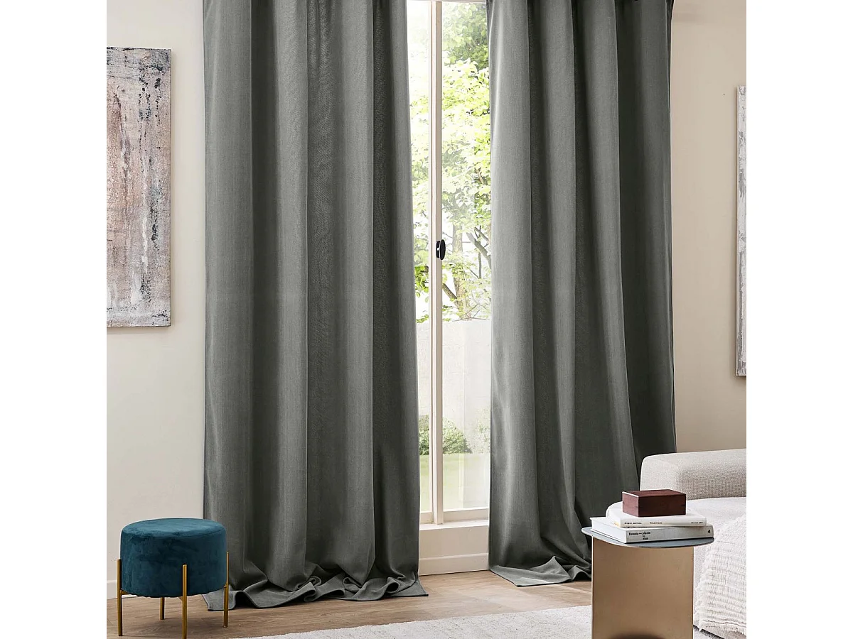 Rideau Isolant en Velours Côtelé "Madison" 140x260cm Anthracite