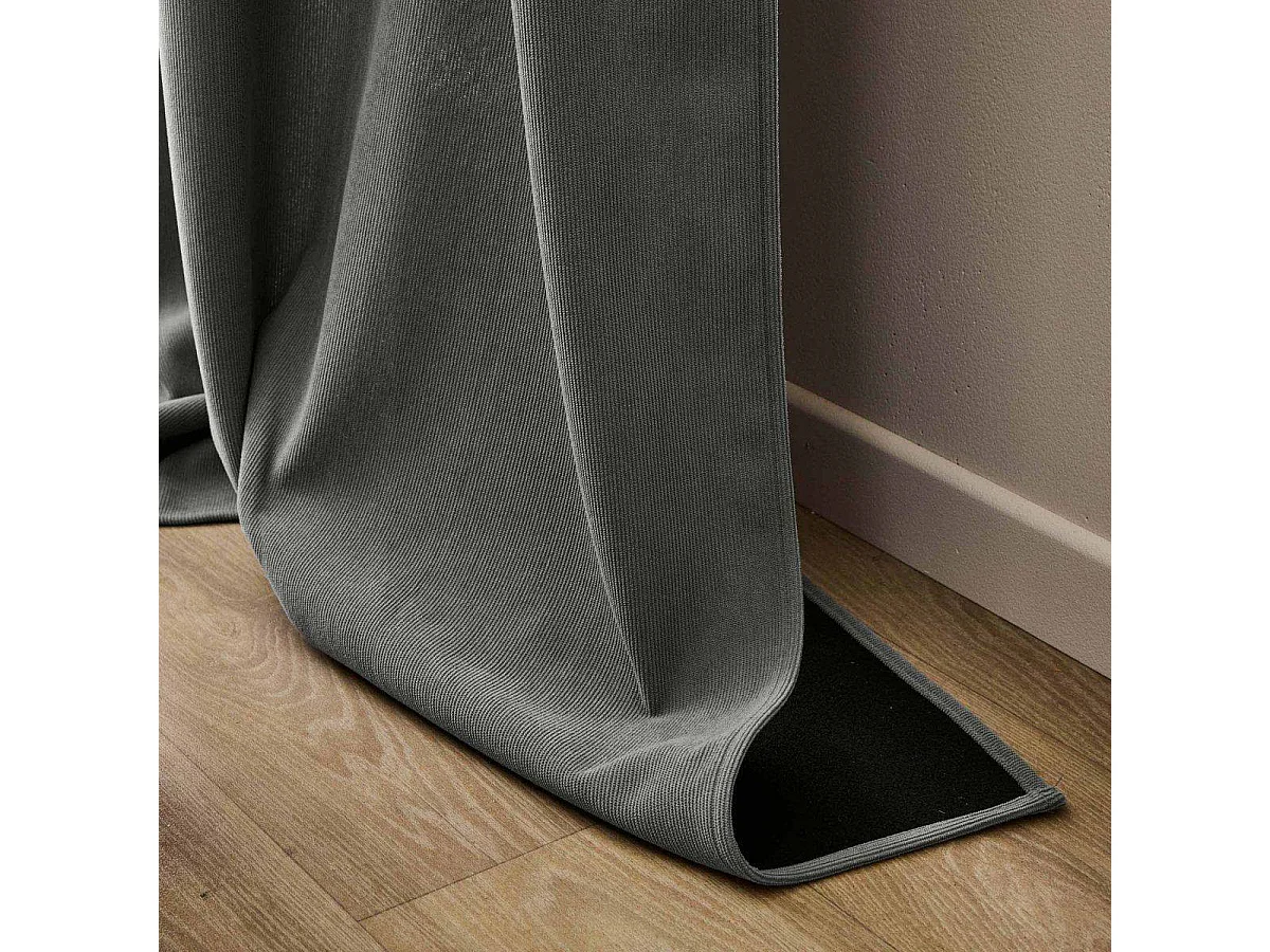 Rideau Isolant en Velours Côtelé "Madison" 140x260cm Anthracite
