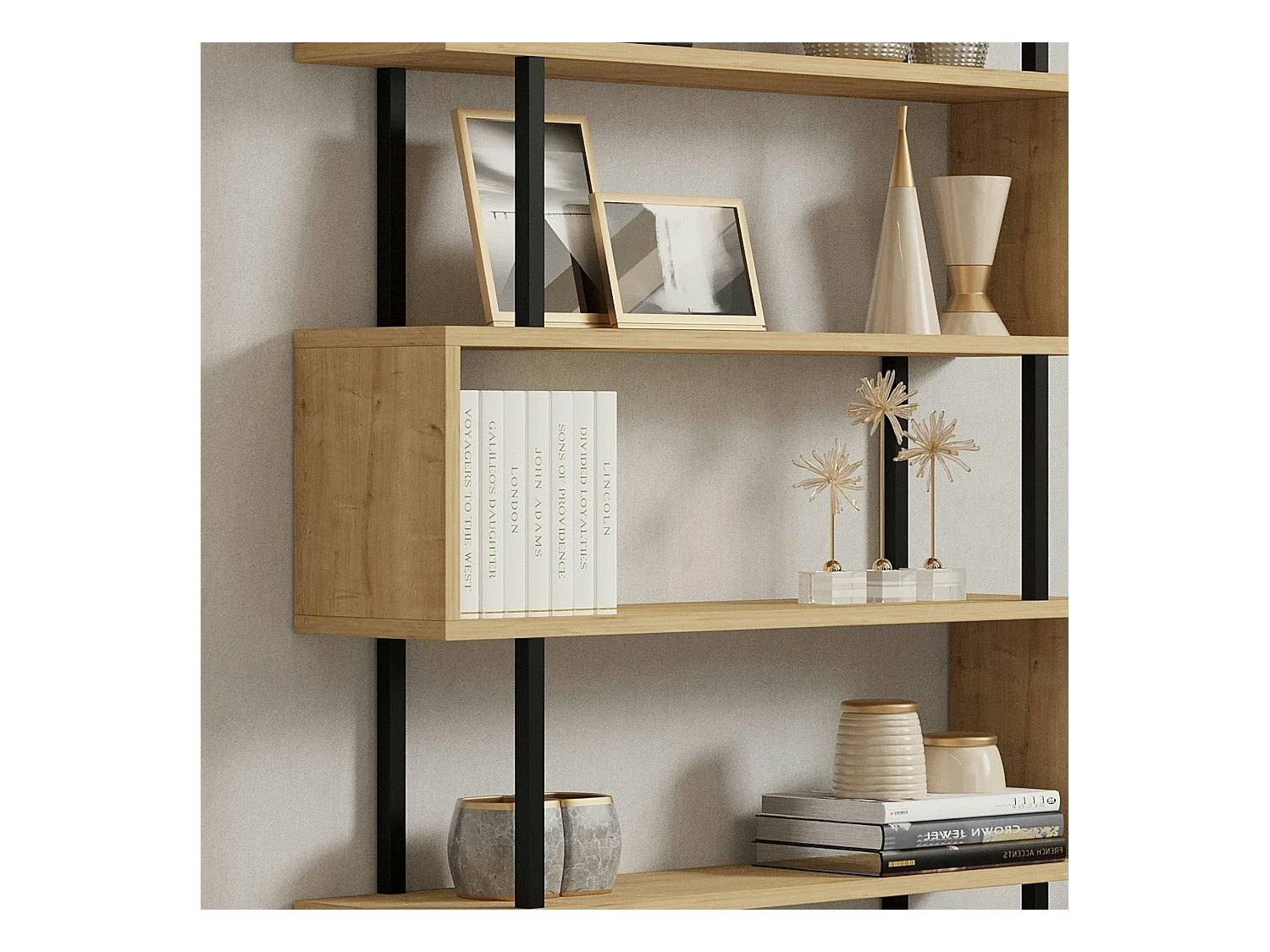 Étagère murale moderne effet bois clair - 6 niveaux UMEA