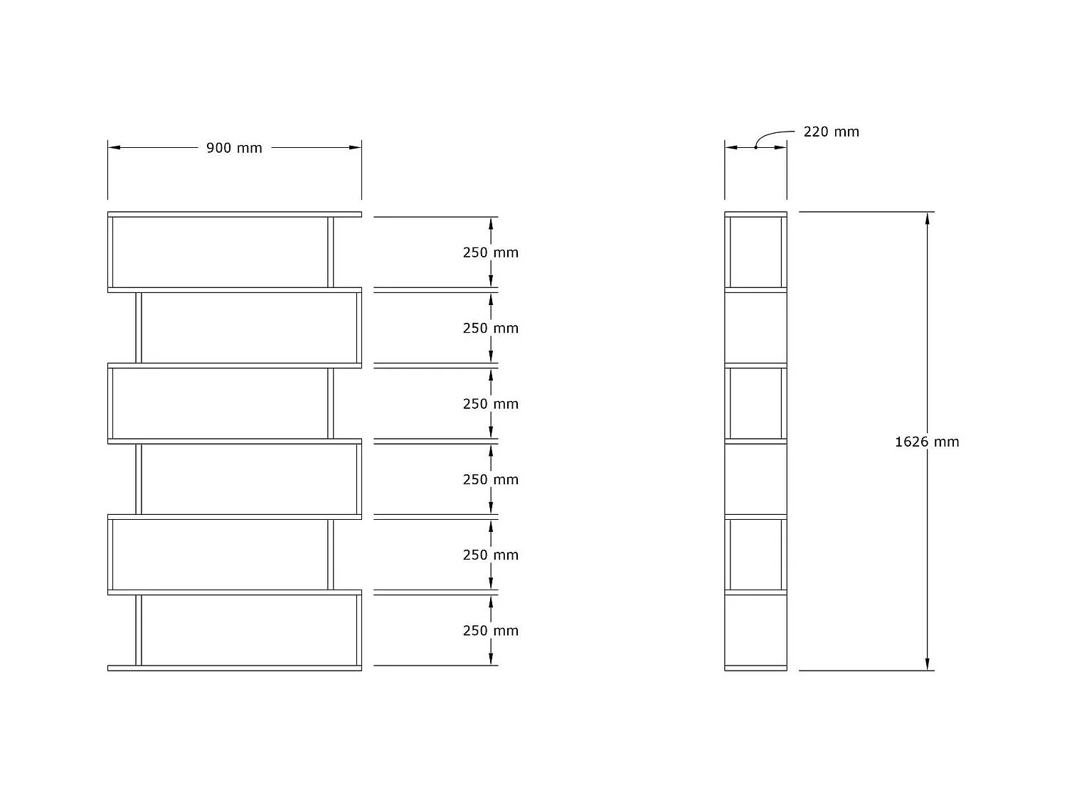 Étagère murale moderne effet bois clair - 6 niveaux UMEA