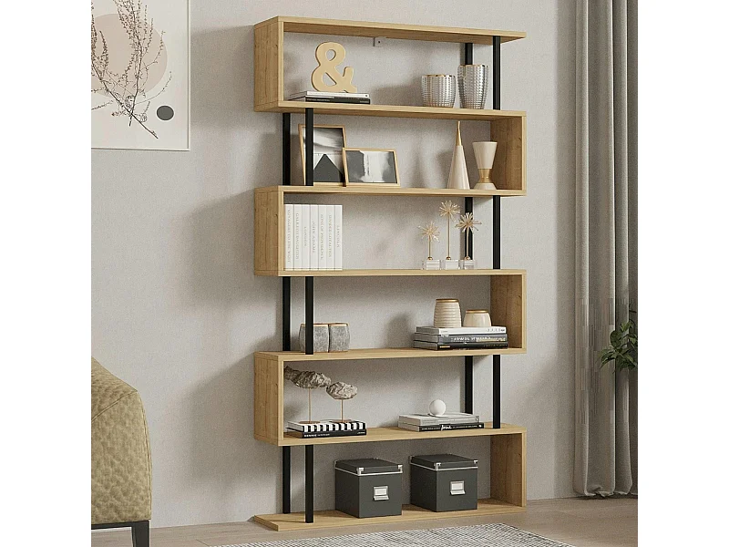 Étagère murale moderne effet bois clair - 6 niveaux UMEA