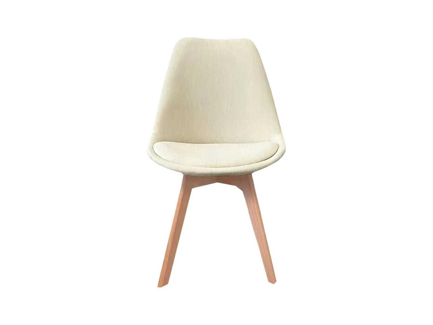 Lot de 4 chaises scandinaves revêtement velours côtelé blanc cassé. pieds bois de hêtre - Nils