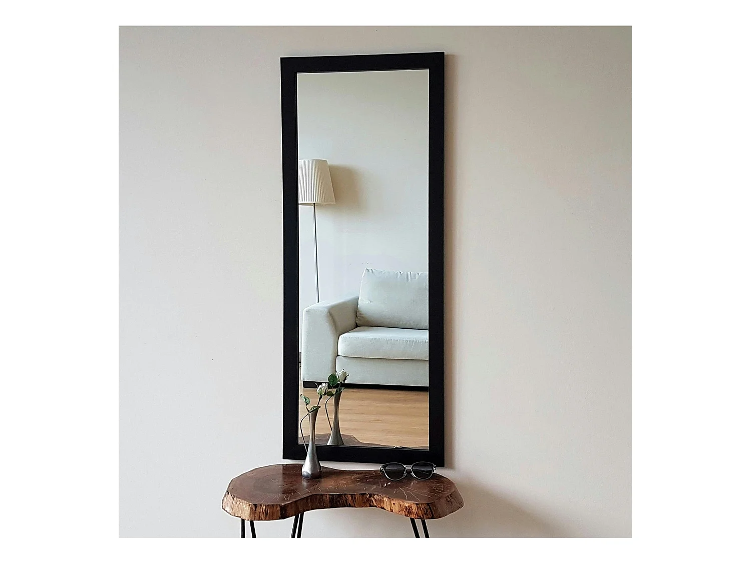 Miroir d'entrée vertical noir 105 cm - style moderne CODY