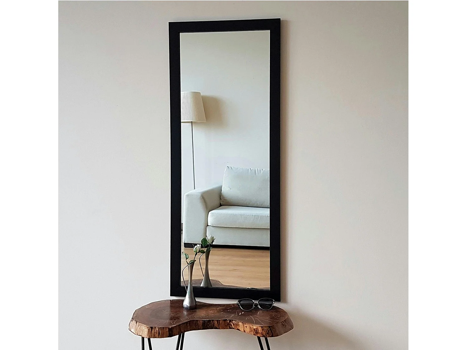 Miroir d'entrée vertical noir 105 cm - style moderne CODY