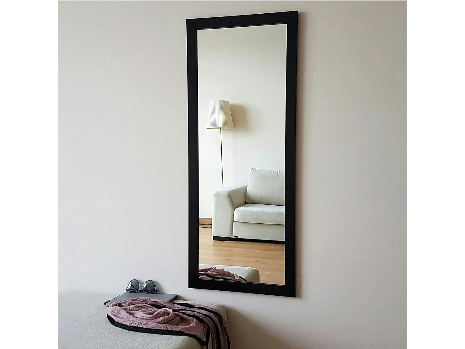 Miroir d'entrée vertical noir 105 cm - style moderne CODY