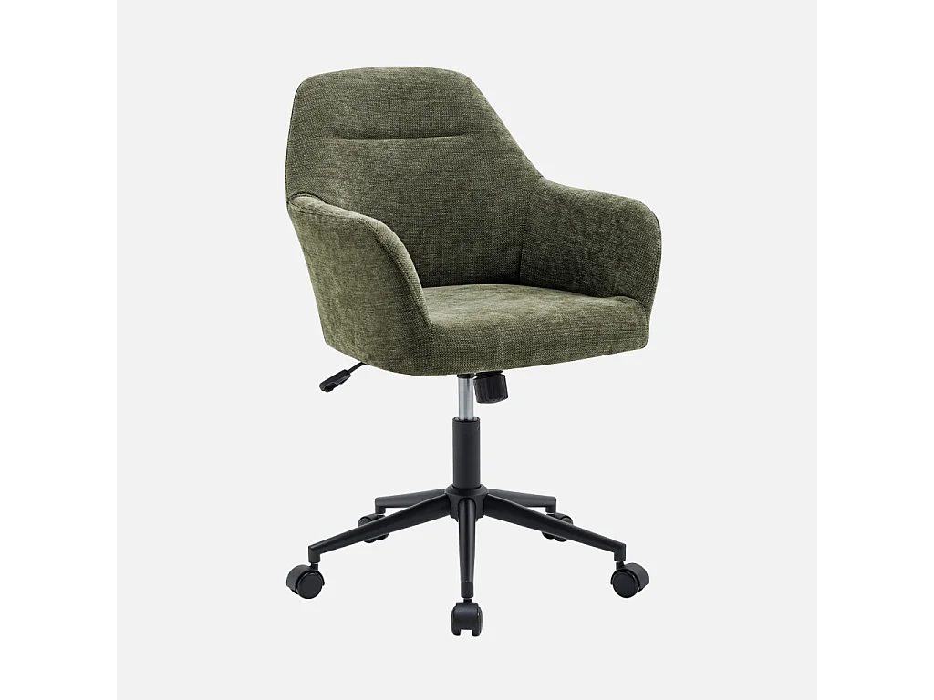 Chaise de bureau à roulettes ajustable métal et tissu kaki - L 57 x P 57 x H 85/94.5cm - Stan
