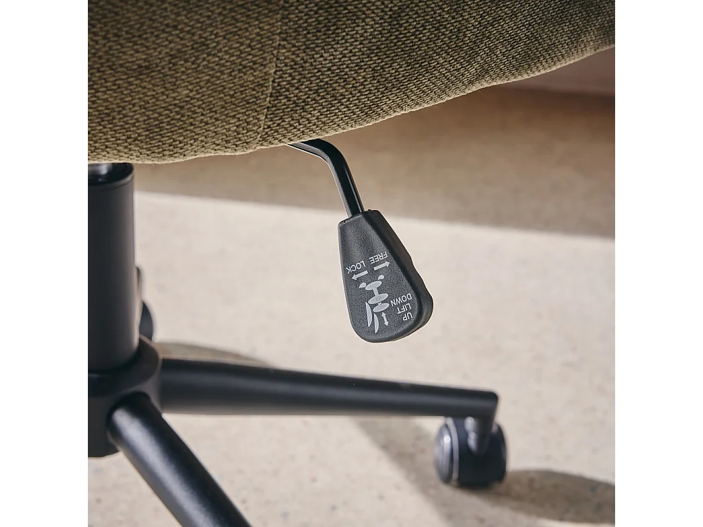 Chaise de bureau à roulettes ajustable métal et tissu kaki - L 57 x P 57 x H 85/94.5cm - Stan