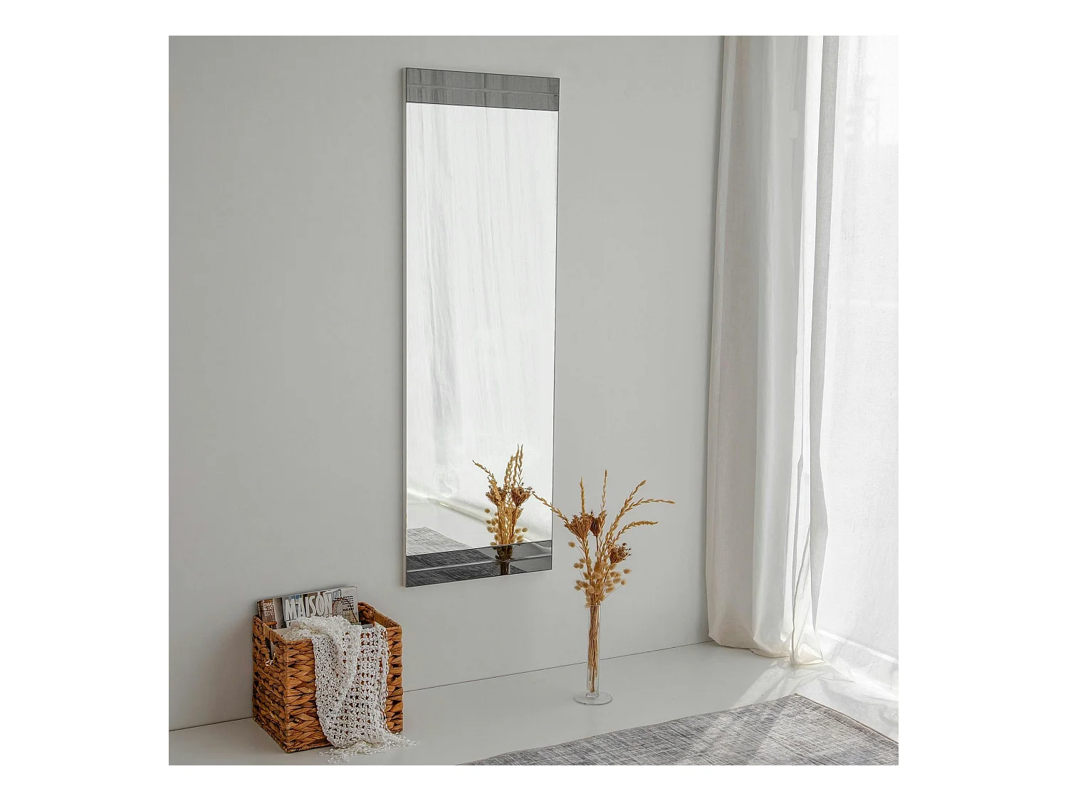 Miroir mural vertical - bandeau verre fumé CODY