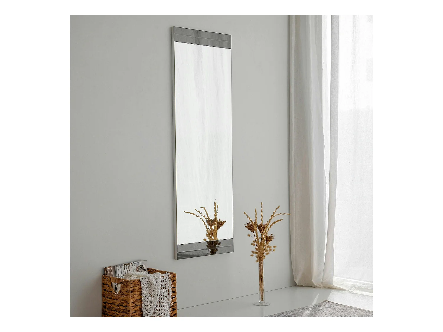 Miroir mural vertical - bandeau verre fumé CODY