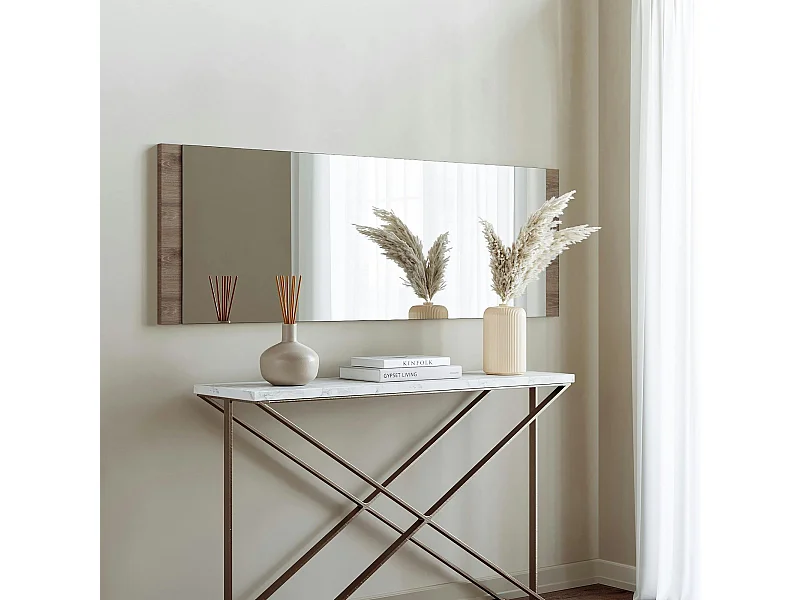 Miroir mural rectangulaire effet noyer - 120 cm CODY