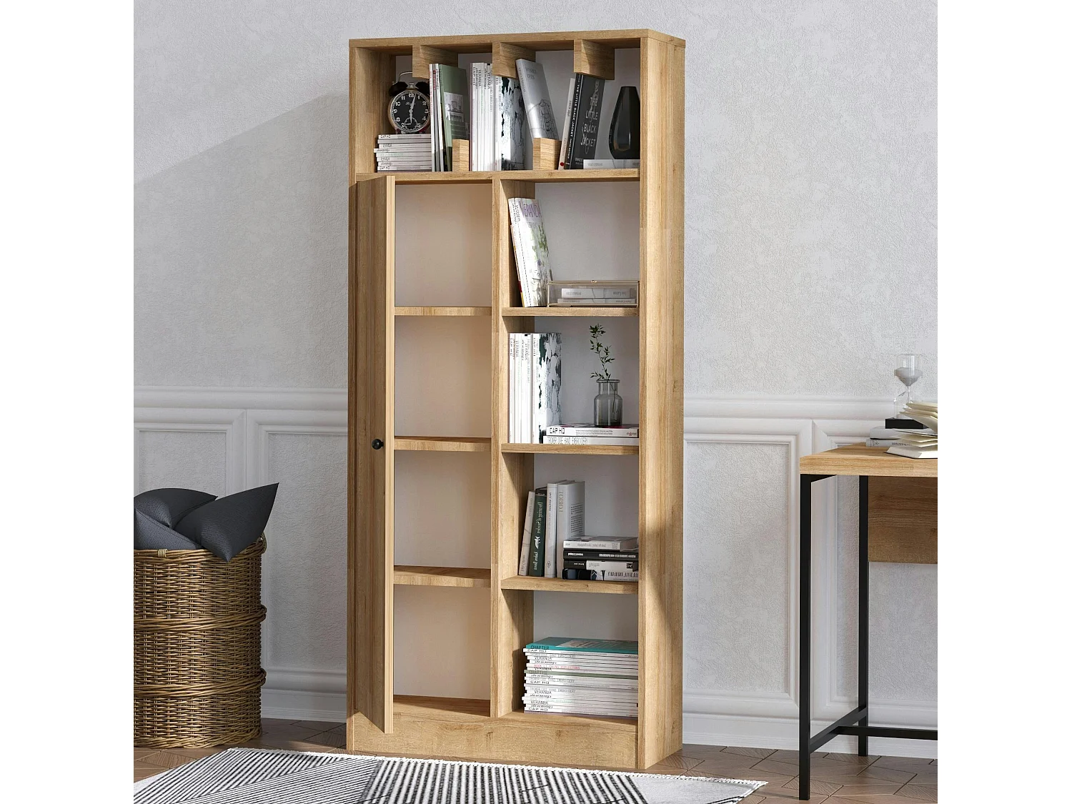 Bibliothèque chambre ado effet bois clair - moderne MARFA