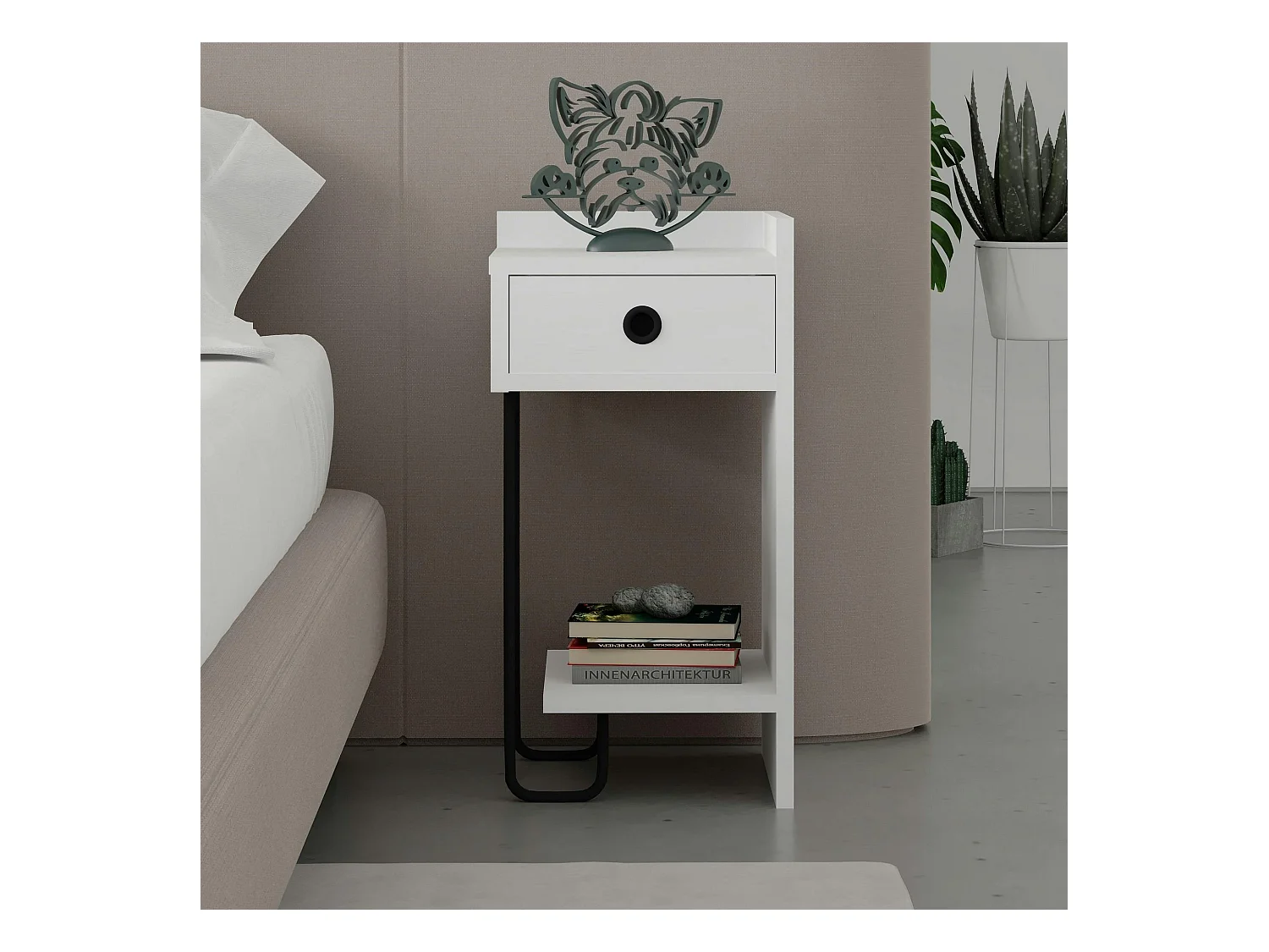 Chevet blanc moderne - 1 niche ouverte, côté droit JENA