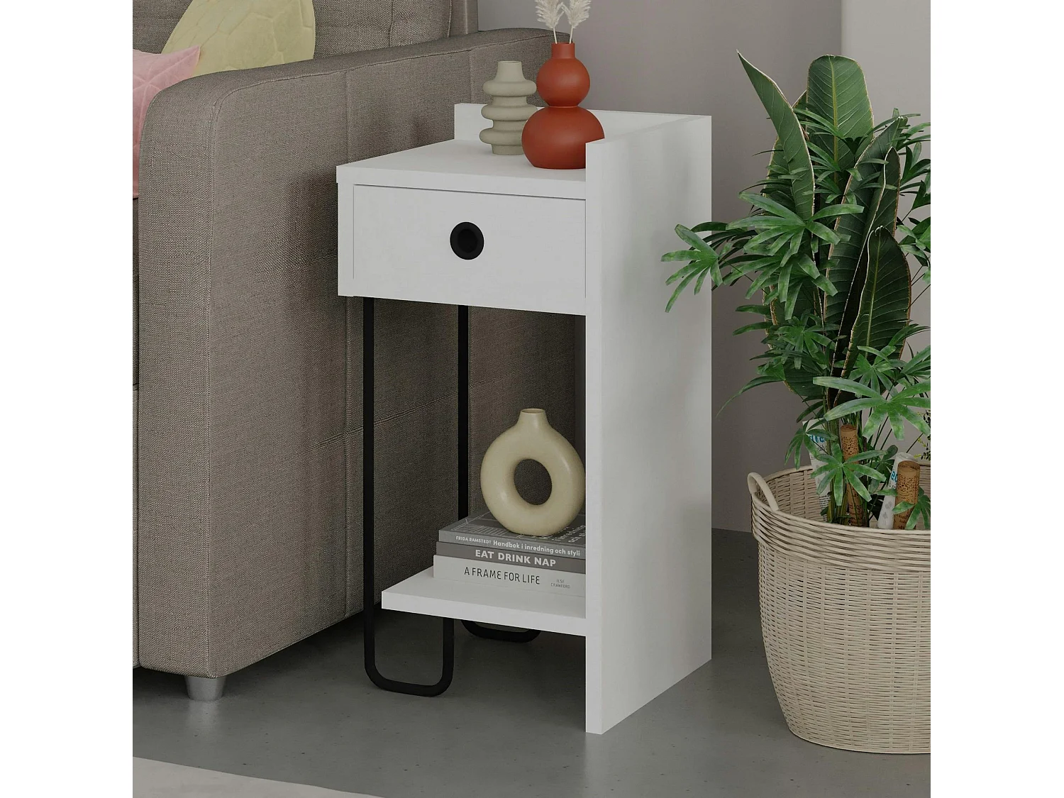 Chevet blanc moderne - 1 niche ouverte, côté droit JENA