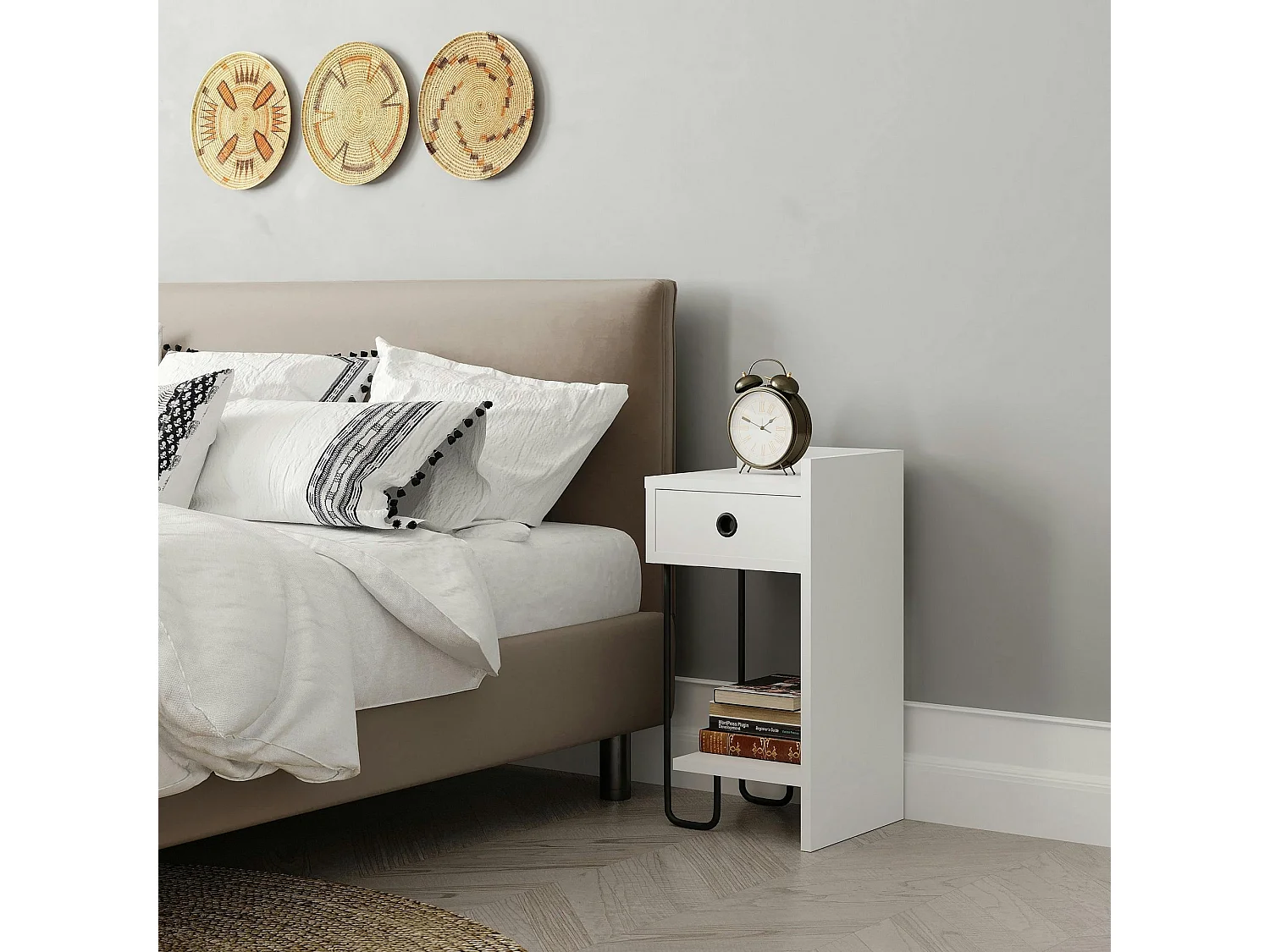 Chevet blanc moderne - 1 niche ouverte, côté droit JENA