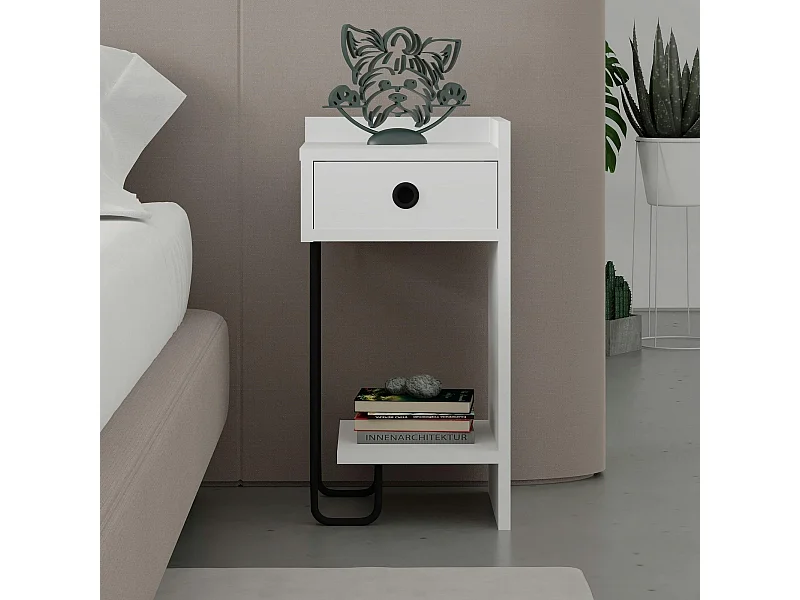 Chevet blanc moderne - 1 niche ouverte, côté droit JENA