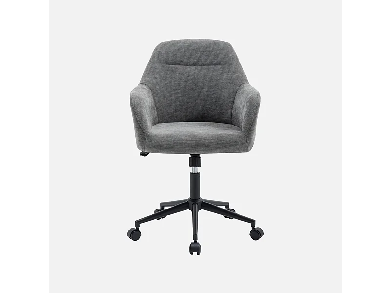 Silla de oficina con ruedas ajustable metal y tela gris