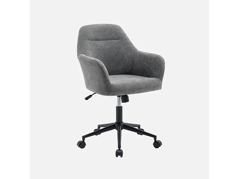 Silla de oficina con ruedas ajustable metal y tela gris