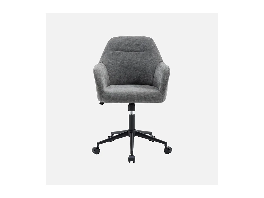 Sedia da ufficio con ruote regolabile in metallo e tessuto, grigio