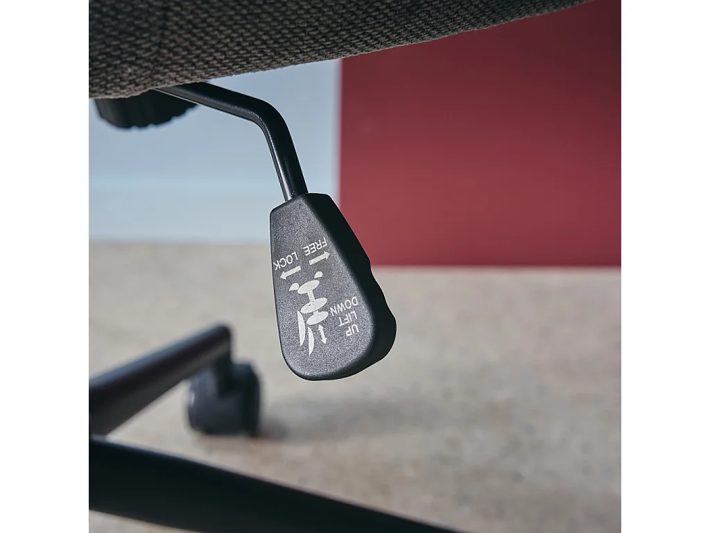 Sedia da ufficio con ruote regolabile in metallo e tessuto, grigio