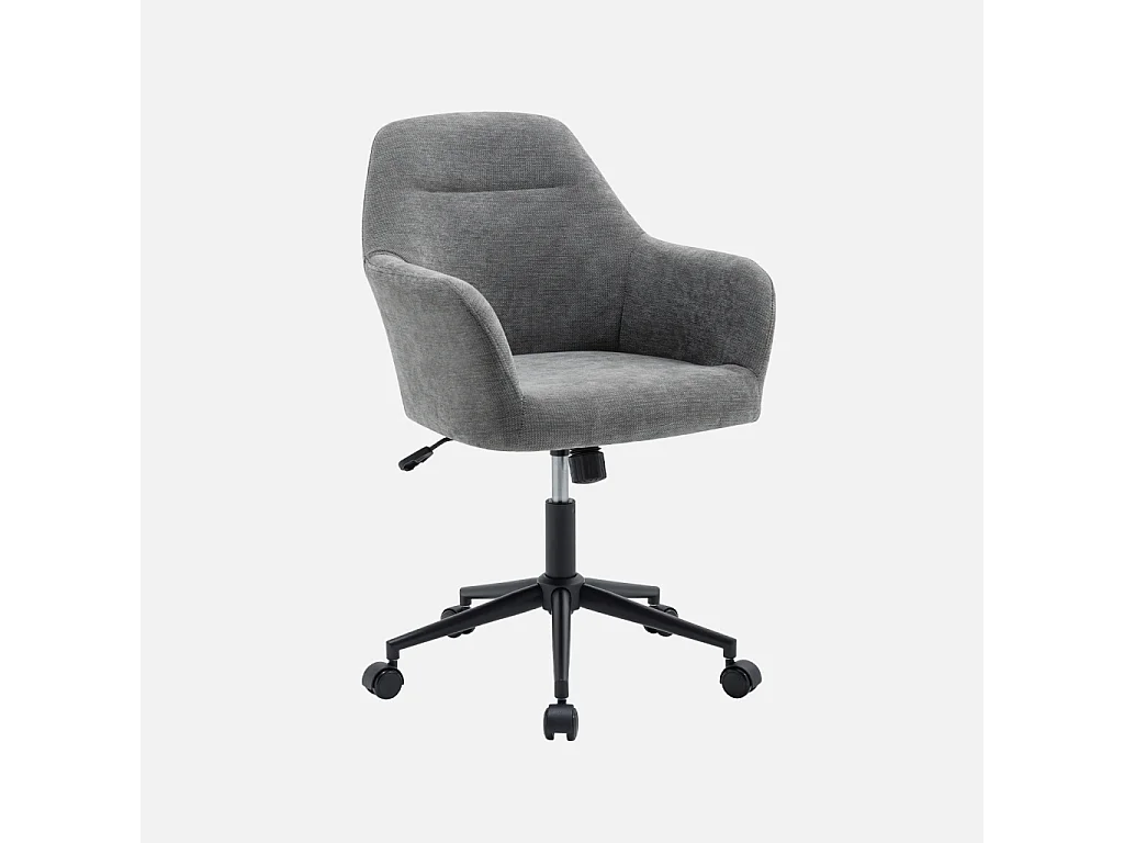 Sedia da ufficio con ruote regolabile in metallo e tessuto, grigio