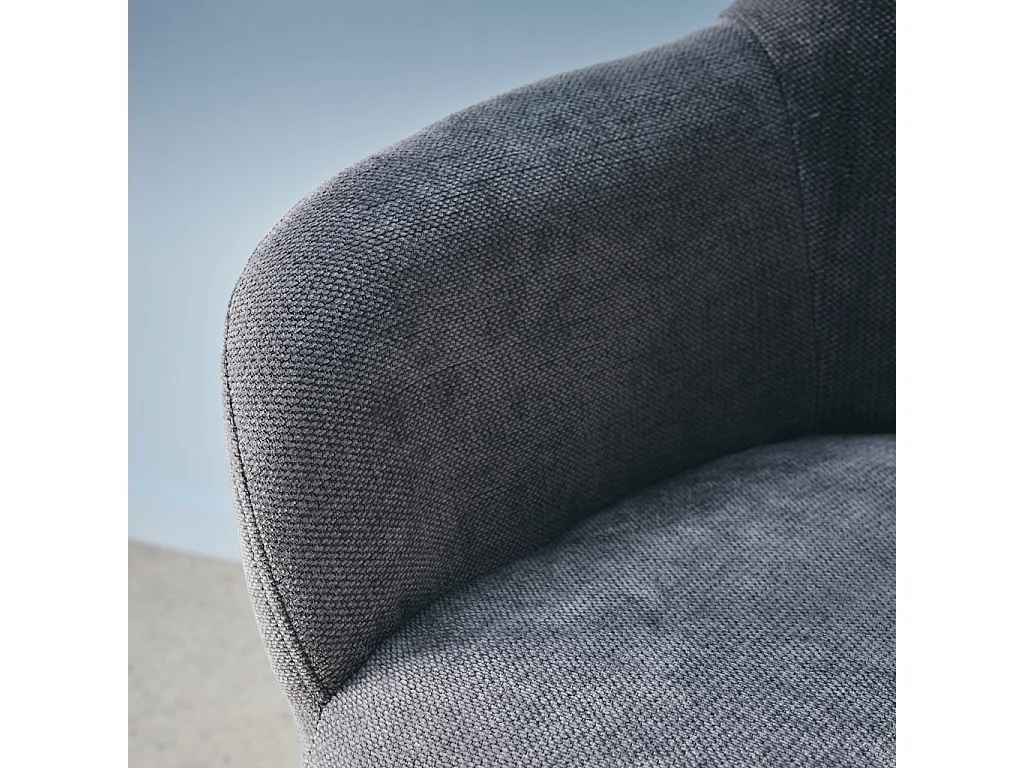 Sedia da ufficio con ruote regolabile in metallo e tessuto, grigio