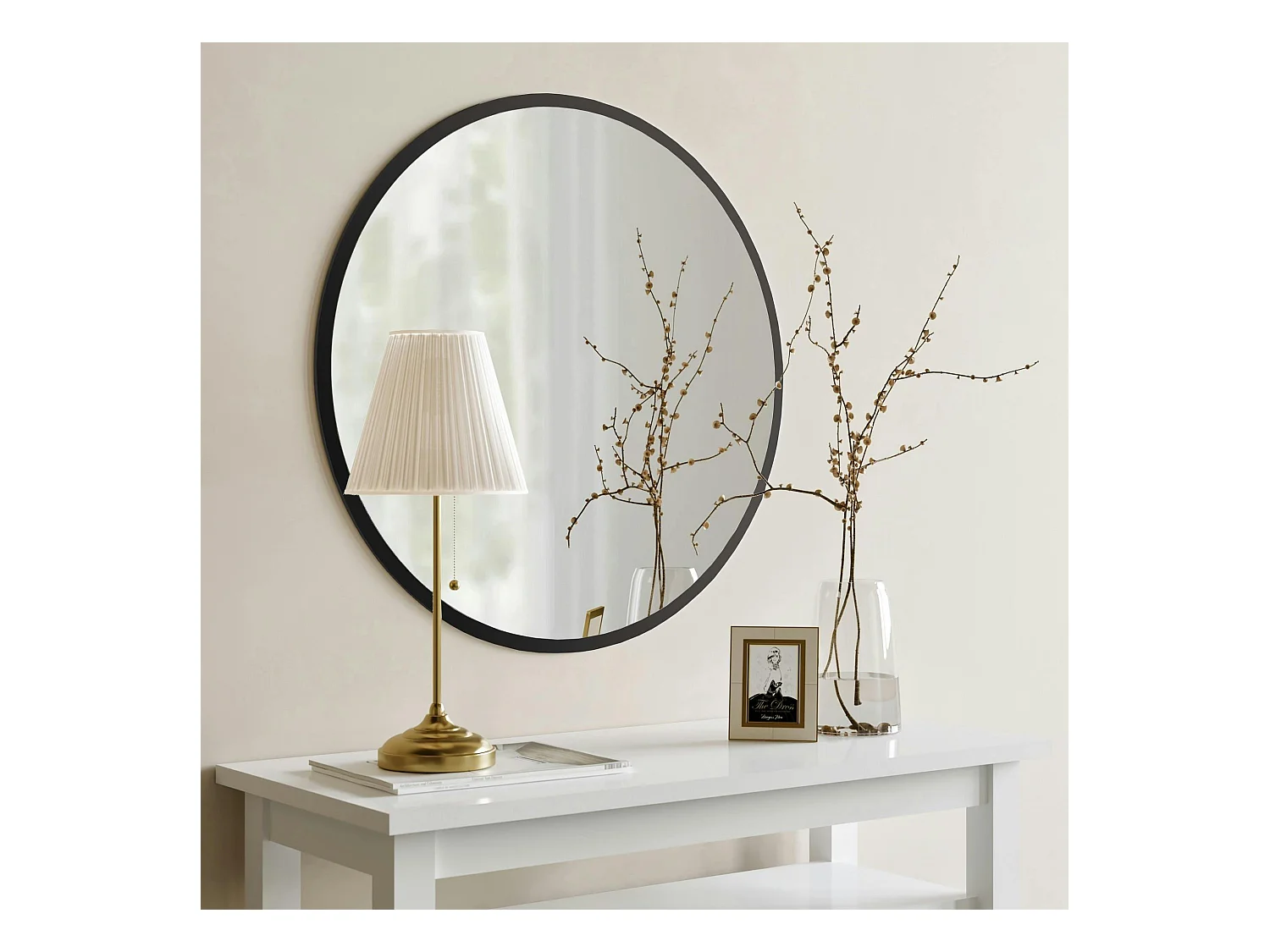 Miroir d'entrée noir Ø60 cm - style contemporain CODY