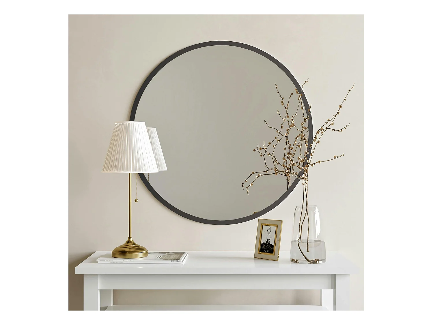 Miroir d'entrée noir Ø60 cm - style contemporain CODY