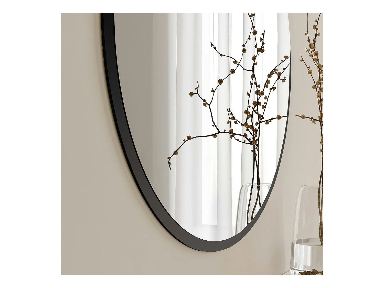 Miroir d'entrée noir Ø60 cm - style contemporain CODY
