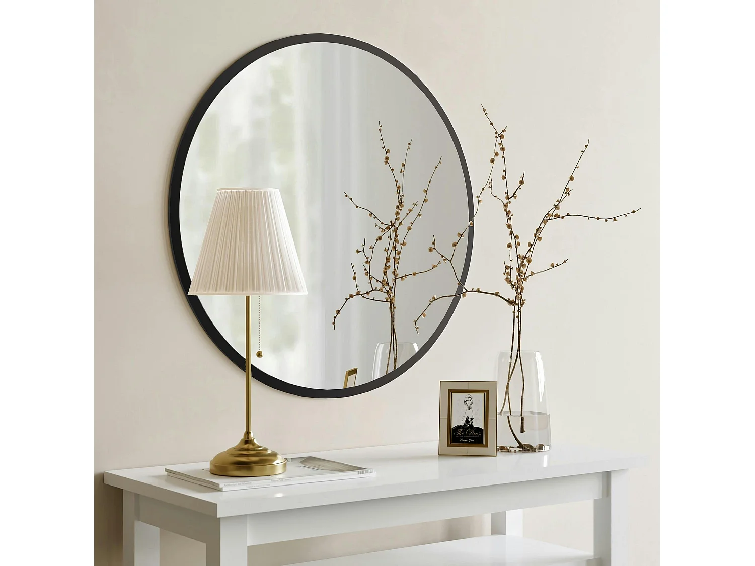 Miroir d'entrée noir Ø60 cm - style contemporain CODY