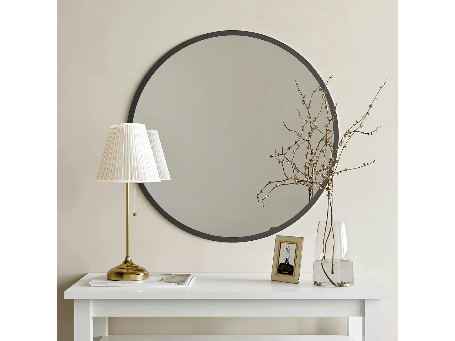 Miroir d'entrée noir Ø60 cm - style contemporain CODY