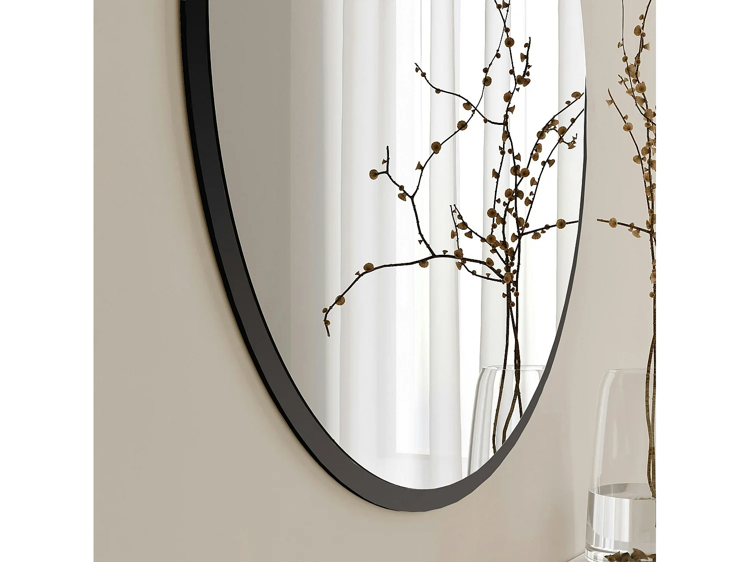 Miroir d'entrée noir Ø60 cm - style contemporain CODY