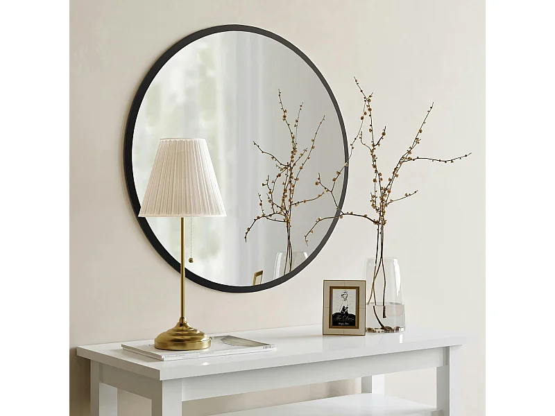 Miroir d'entrée noir Ø60 cm - style contemporain CODY