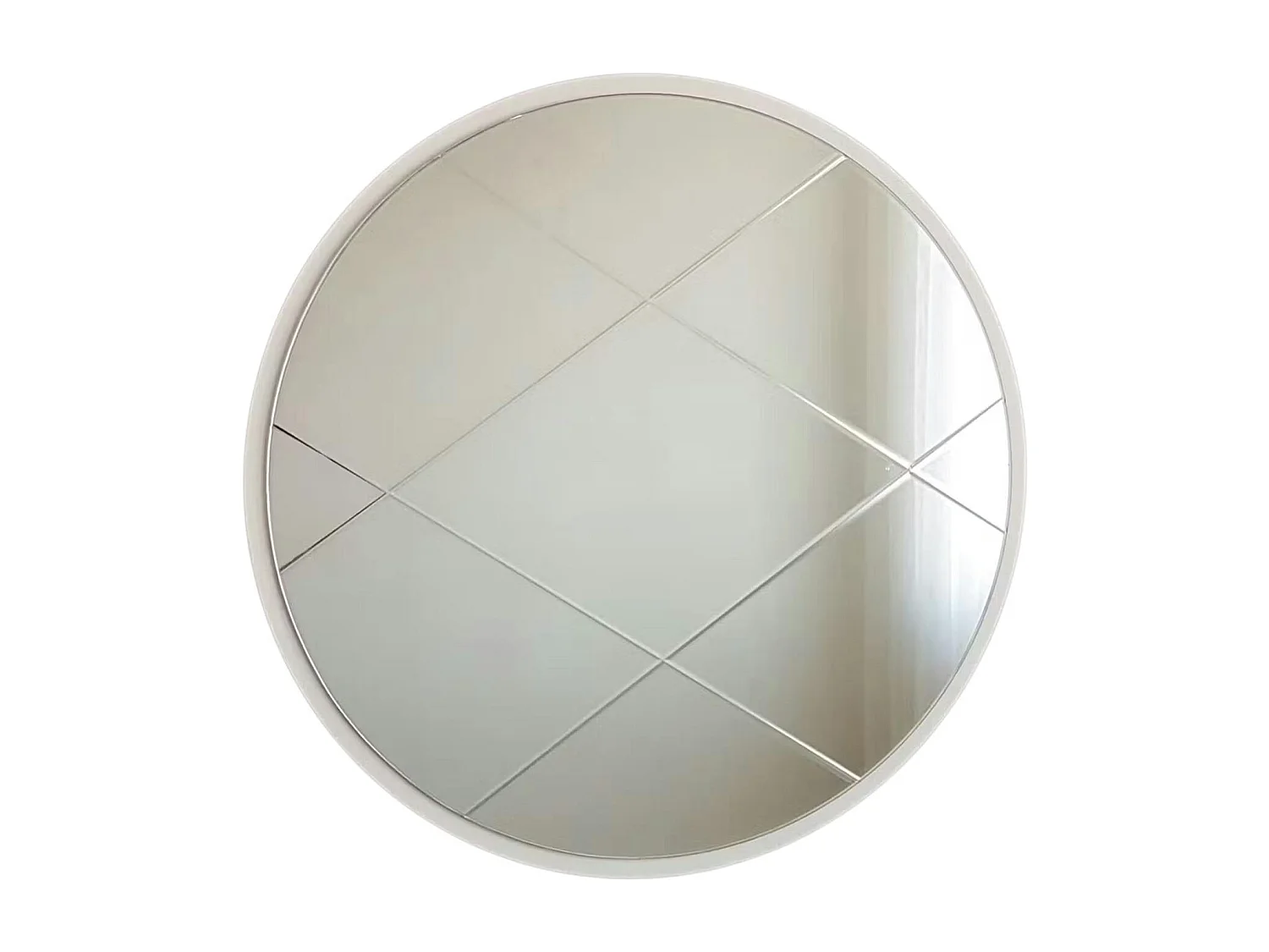 Miroir rond blanc Ø60 cm motif croisé - style moderne CODY