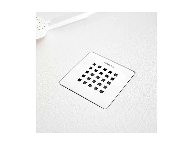 Plato de ducha extraplano STRATO con superficie de pizarra, rectangular, blanco  100 x 140 cm
