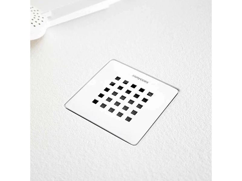 Plato de ducha extraplano STRATO con superficie de pizarra, rectangular, blanco  100 x 140 cm